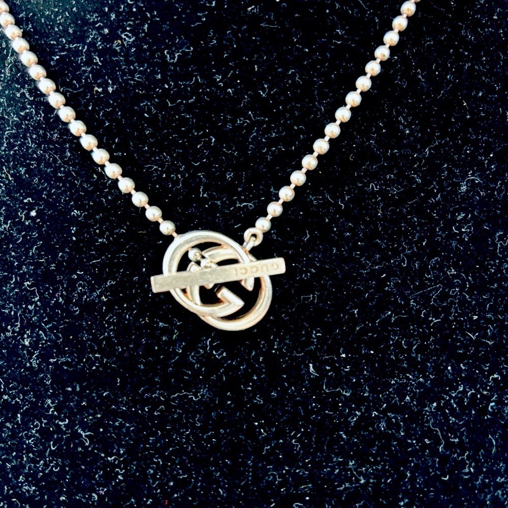 Gucci GG Logo Interlocking 925 Silver Ballchain Necklace , box/Dustbag/Pamphlet - Picture 14 of 15
